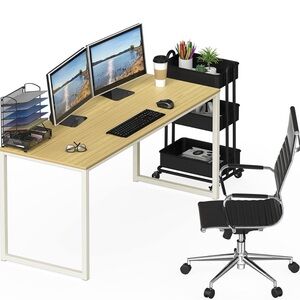 Modern Home Office Desk with Black Chair